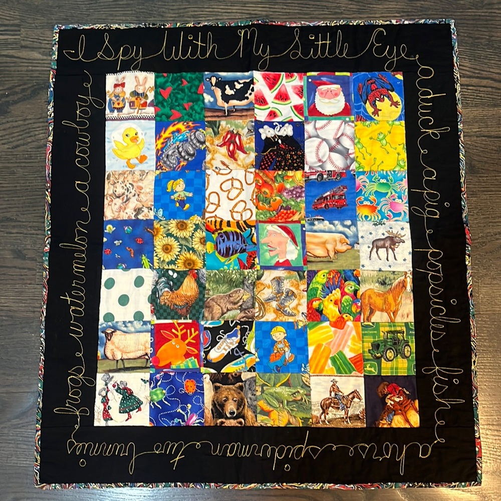 Handmade I Spy Themed Kids Quilt
